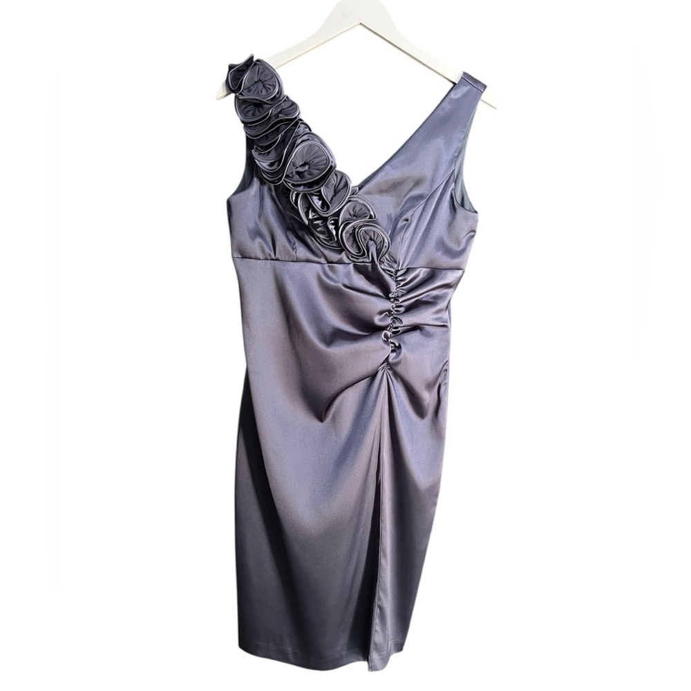 Betsy and Adam Silky Sleeveless V-Neck Blue Cocktail Dress Size 10